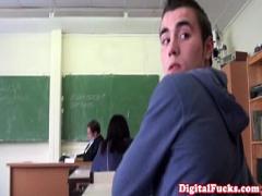 Watch pornography category teen (540 sec). Brunette schoolgirl eaten out in class.